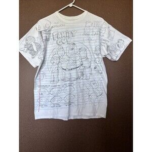 Family Guy Tee Cartoon TV Show Sketch Pad Math Homework Graphic Liquid Blue Sz L